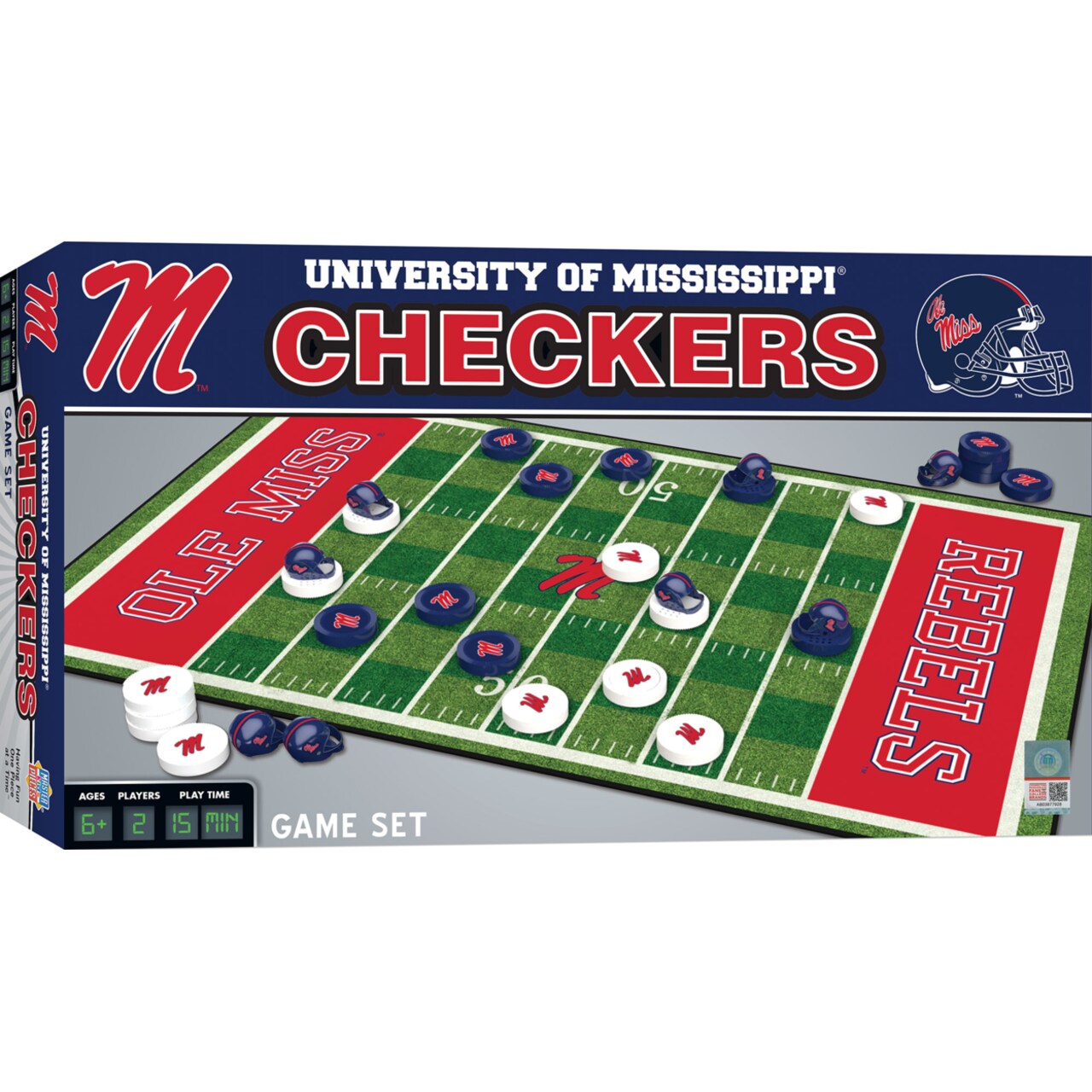 Masterpieces Officially licensed NCAA Ole Miss Rebels Checkers Board Game for Families and Kids ages 6 and Up